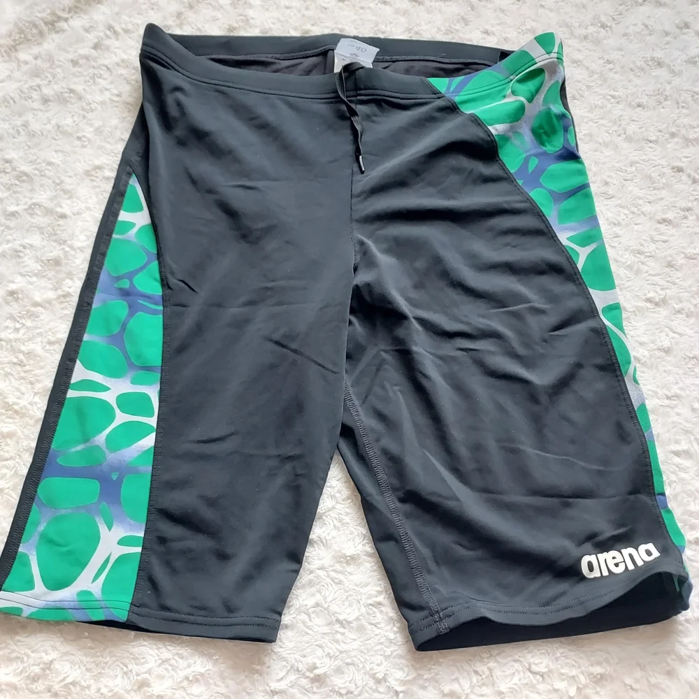 Arena Men’s Carbonite Jammers Black with Green Design Panels Competiton Swim